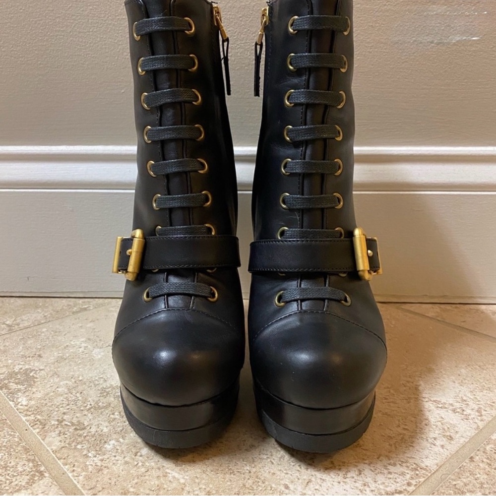Fendi Black and Gold Ankle Boots